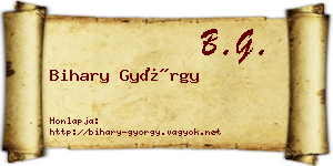 Bihary György névjegykártya