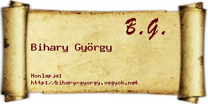 Bihary György névjegykártya